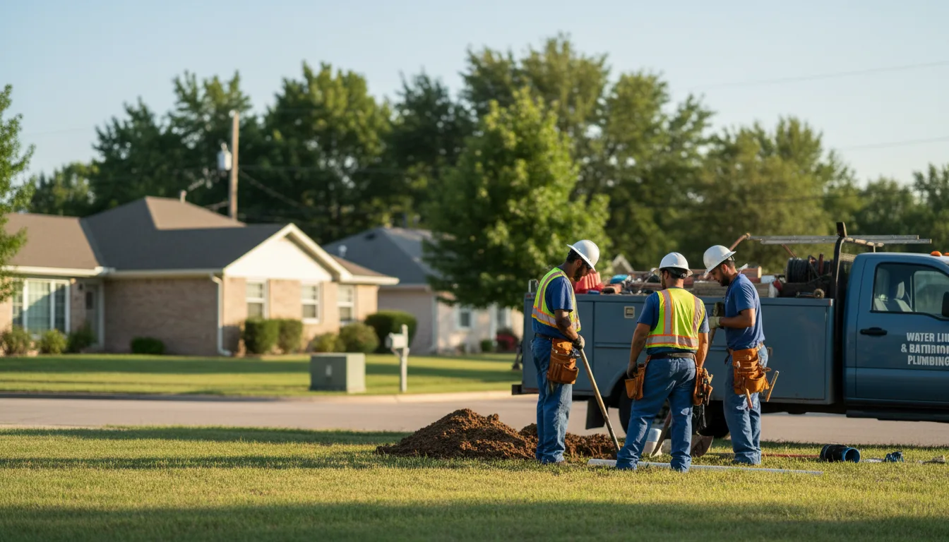 Residential water line and bathroom plumbing service in Mediapolis, IA